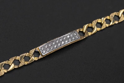 9ct Yellow Gold Cubic Zirconia  ID Children's Bracelet 9.4g