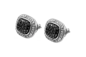 9ct White Gold White & Black Diamond Stud Earrings 1.00ct 2.1g