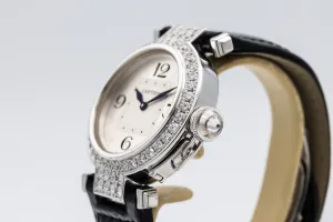 Cartier Pasha 32mm 18ct White Gold Black Leather WJ11924G/2813 Circa 2015