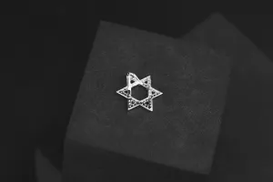 9ct White Gold Star Of David Pendant 1.1g 0.14ct