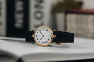 Cartier Vendome Tricolore 25mm 18ct Yellow Gold Black Leather 8100 Circa 1990s