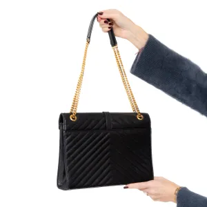 Saint Laurent Black Leather Large Envelope Shoulder Bag