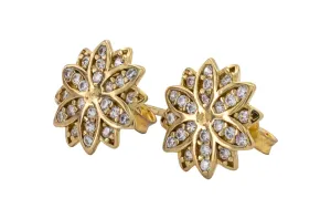 9ct Yellow Gold Cubic Zirconia Flower Stud Earrings