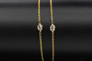 9ct Yellow Gold Cubic Zirconia Fine Chain 3.9g