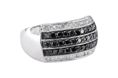 9ct White Gold Black And White Diamond Ring