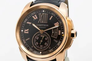 Cartier Calibre De Cartier 42mm Black Leather W7100007 Circa 2010