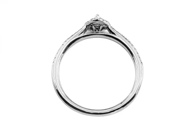Platinum Heart Diamond Halo Ring With Pavé Shoulders 0.33ct