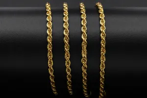 9ct Yellow Gold Diamond Cut Rope Chain 21.3g