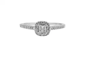 18ct White Gold Princess Cut Diamond Engagement Ring 0.52ct