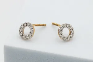 18ct Yellow Gold Diamond Circle Stud Earrings 0.18ct