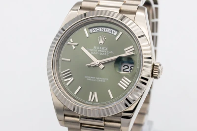 Rolex Day-Date 40mm 'Olive' 18ct White Gold Presidential 228239 2017