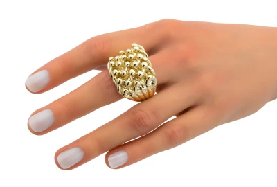 9ct Yellow Gold Solid 5 Row Keeper Ring  28.9g