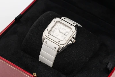Cartier Santos 100 Midi 33mm White Rubber 2878 Circa 2010