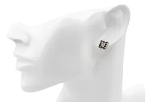 9ct White Gold Square White & Black Diamond Stud Earrings 0.15ct 3.0g