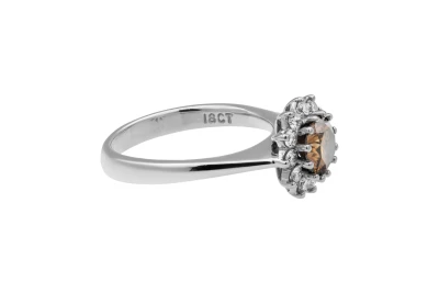 Browns 18ct White Gold Champagne Diamond Set Size N 11g