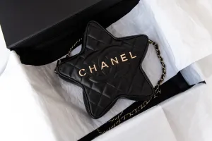 Chanel Black Leather Limited Edition Star Handbag