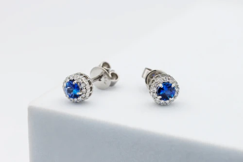 Platinum Diamond & Sapphire Stud Earrings 0.12ct