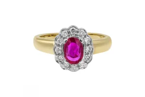 18ct Yellow Gold Diamond & Ruby Ring 5.4g