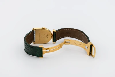 Cartier Calandre 22mm Green Leather 40040 Circa 1980s