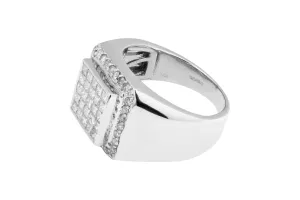 14ct White Gold Mens Diamond Ring 0.89ct