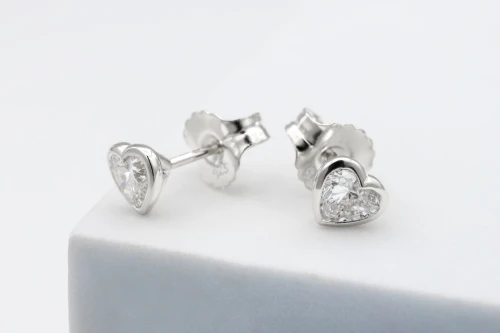 Sterling Silver Lab Grown Heart Cut Diamond Stud Earrings 1.06ct