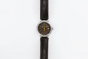 Louis Vuitton Tambour 34mm Brown Leather RC8730 Circa 2000s