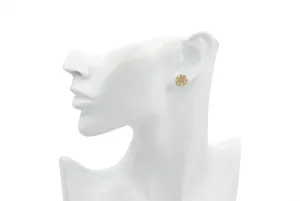 9ct Yellow Gold Disc Stud Earrings with CZ Centre 1.7g