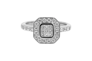 18ct White Gold Princess & Brilliant Diamond Engagement  Ring 1ct 3.4g