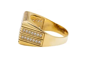 9ct Yellow Gold CZ Rectangular Signet Ring 7.2g