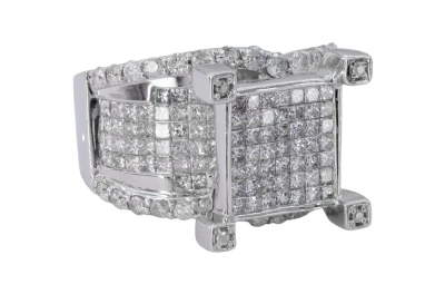 14ct White Gold Princess & Round Diamond Ring 2.5ct 10.6g