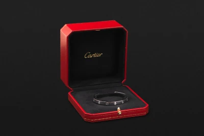 Cartier LOVE 1 Diamond Cuff Bracelet 18ct White Gold Size 18 0.10ct