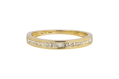 9ct Yellow Gold Channel Set Princess Cut Eternity Wedding Band 0.25ct
