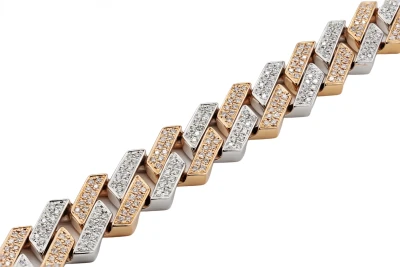 9ct White & Rose Gold Diamond Cuban Prong Bracelet 5.50ct