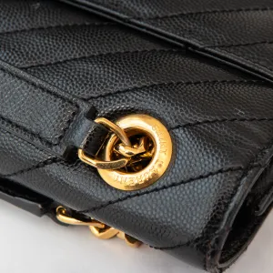 Saint Laurent Black Leather Large Envelope Shoulder Bag