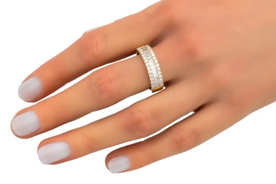 9ct Yellow Gold Baguette & Round Diamond Ring 1.15ct