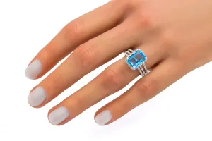 18ct White Gold Diamond & Blue Topaz Ring 0.36ct