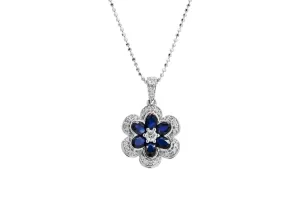 18ct White Gold, Sapphire & Diamond Flower Jewellery Set