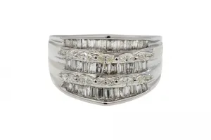 14ct White Gold Baguette & Marquise Diamond Ring 1.25ct 7g
