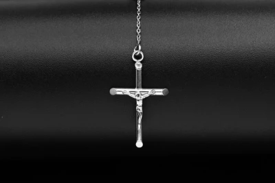 9ct White Gold Diamond Cut Rosary Beads 11.6g