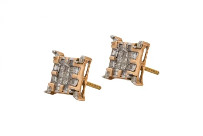 14ct Rose Gold Diamond Square Stud Earrings 0.75ct