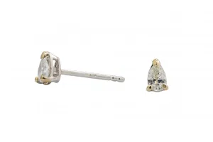 18ct White Gold Pear Shape Diamond Stud Earrings 0.30ct