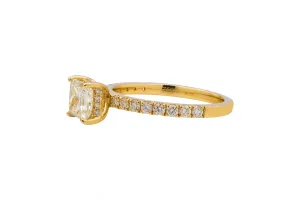 18ct Yellow Gold Princess Cut Diamond Engagement Ring 1.01ct GIA Certified