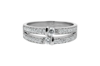 18ct White Gold Diamond 2 Row Ring 0.88ct 4.8g