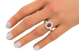 18ct Yellow Gold Diamond & Ruby Ring 5.4g