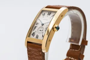Cartier Tank Americaine 24mm 18ct Yellow Gold Brown Leather W2600951 Circa 2000s