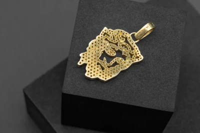 14ct Yellow Gold Cut Out Jesus Head Pendant 1.95cts