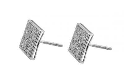 9ct White Gold Square Diamond Stud Earrings 0.25ct