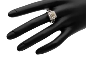 14ct White Gold Cognac, White & Black Mens Diamond Ring 0.70ct