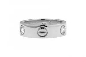 Cartier LOVE Ring  3 Diamonds 18ct White Gold Size 50
