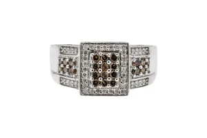 14ct White Gold Brown & White Diamond Ring 0.65ct 6.3g
